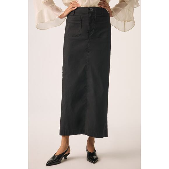 Maeve Black Colette Form Fitting High Rise Front Zip Maxi Skirt S - Picture 3 of 14
